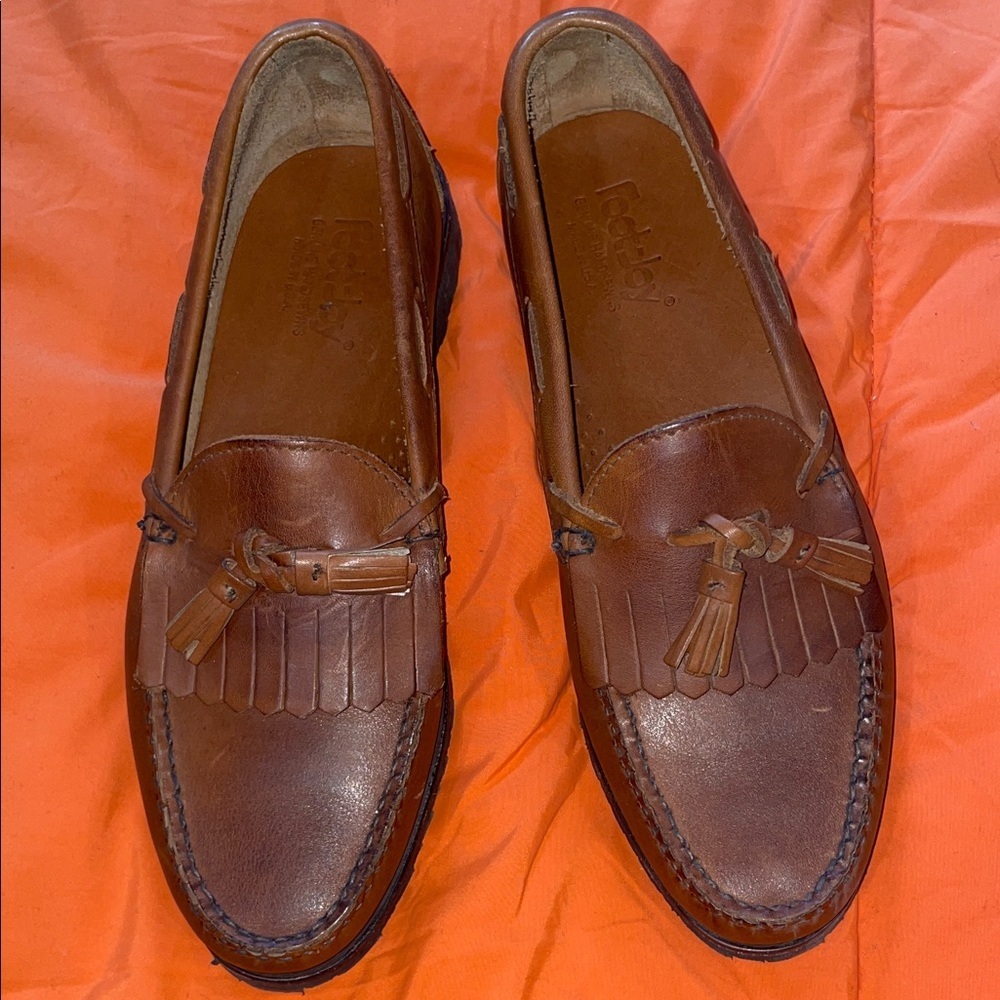FootJoy Brown Leather Tassel Loafers - Picture 9 of 9